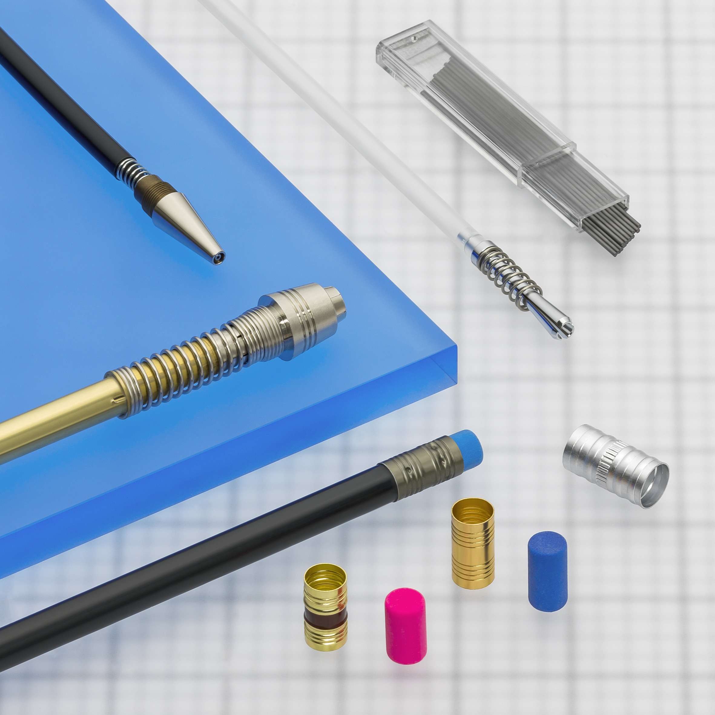 Bleistift, Druckbleistift Komponenten